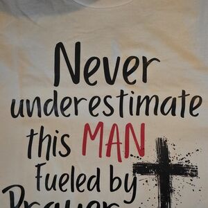 **New** Gildan White Graphic Tee with Black and Red Text